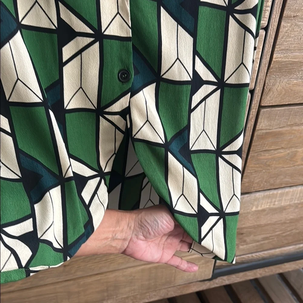 Zara Geometric Green and Cream Women's Pants Co-ord Jumpsuit - Picture 6 of 12
